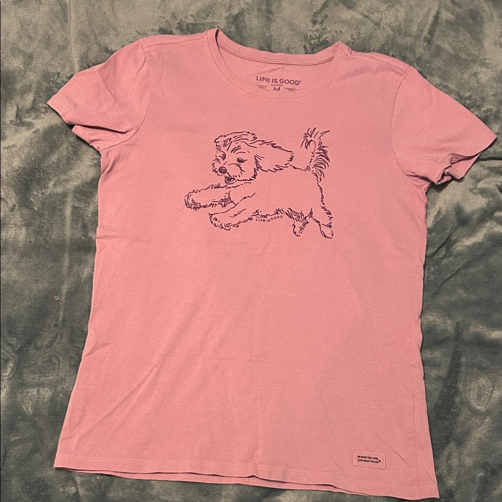 Life is Good Lavender Doodle Dog Graphic T-Shirt